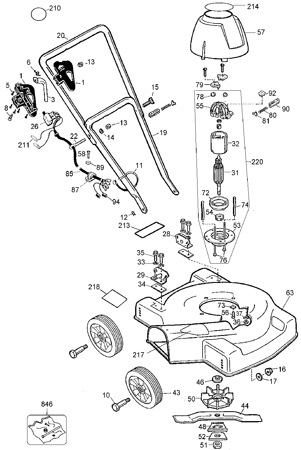 Exploded Diagram A Diagram and Parts List for LM115 Type 1 Black and Decker Lawn Mower